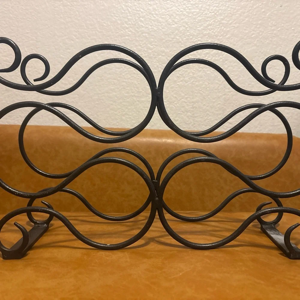 Wrought Iron Wine Rack Holds 10 Bottles. Excellent Condition - Picture 2 of 6